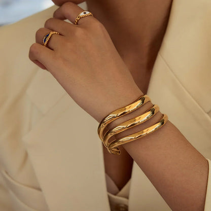 [Royal Vicky]Meredith Triple Layer Gold Bangle