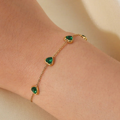 [Royal Vicky]Francia Green Heart Bracelet