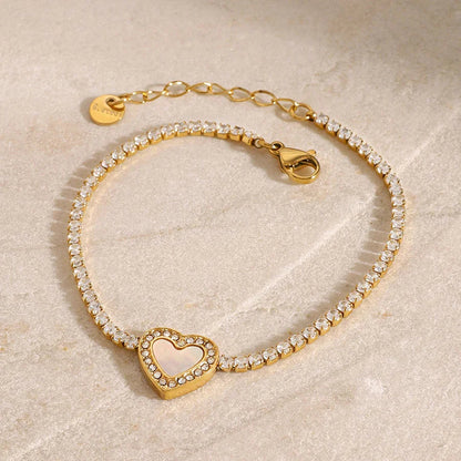 [Royal Vicky]Cameron Diamond Heart Tennis Bracelet
