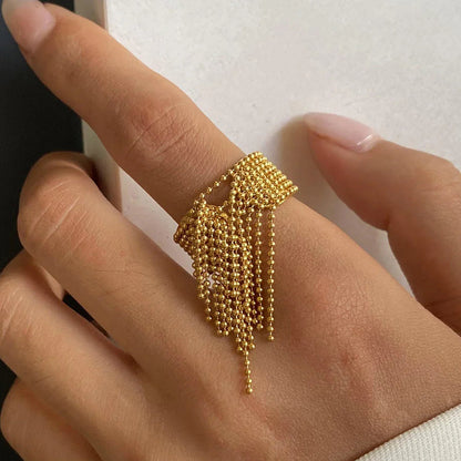 [Royal Vicky]Krystelle Gold Tassel Ring