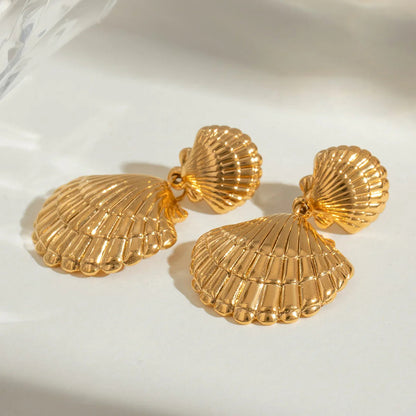 [Royal Vicky]Sandy Gold Seashell Earrings