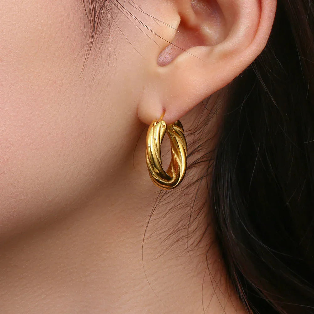 [Royal Vicky]Denisse Twisted Hoop Earrings