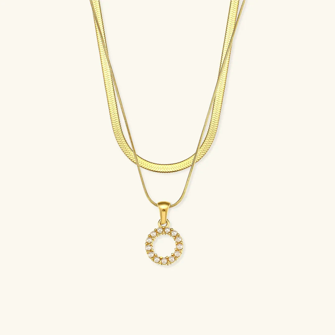 [Royal Vicky]Fiona Layered Gold Initial Letter Necklace
