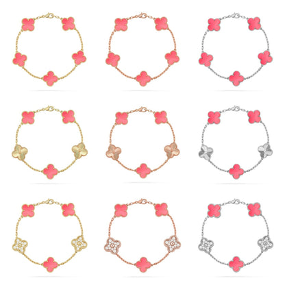 [Vicky] CLOVER 5 MOTIFS  PINK MOP BRACELET COLLECTION