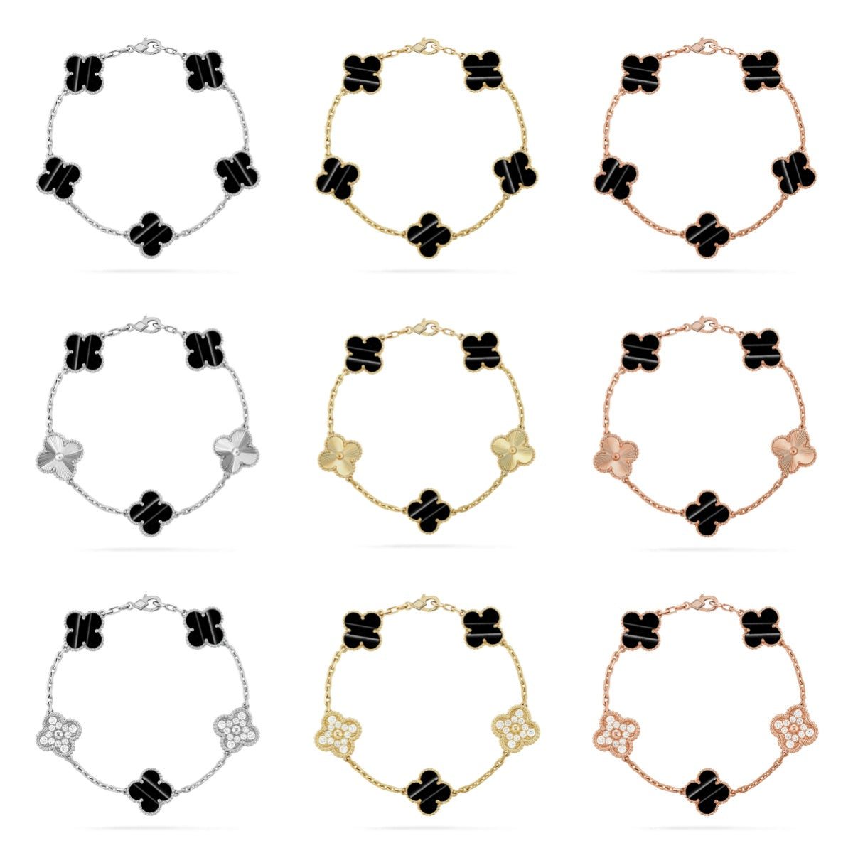 [Vicky] CLOVER 5 MOTIF PULSAR STONE BRACELET COLLECTION