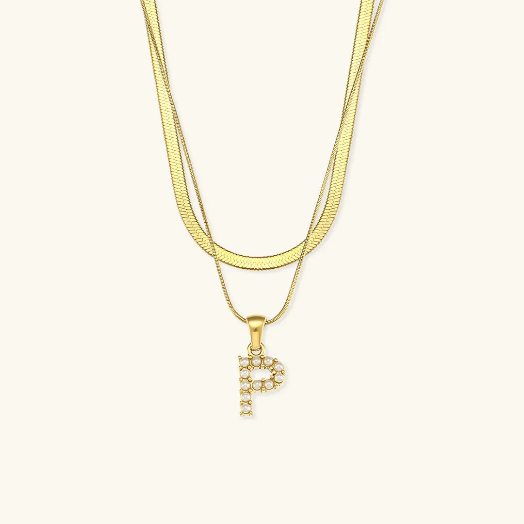 [Royal Vicky]Fiona Layered Gold Initial Letter Necklace