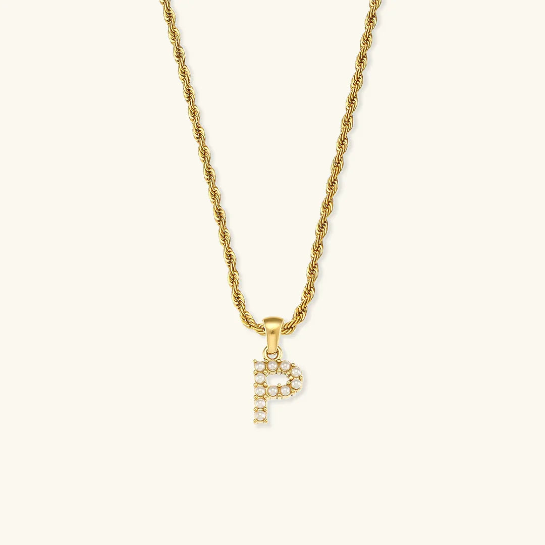 [Royal Vicky]Elodie Initial Letter Pearl Necklace