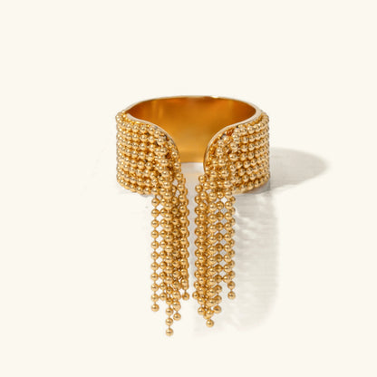 [Royal Vicky]Krystelle Gold Tassel Ring
