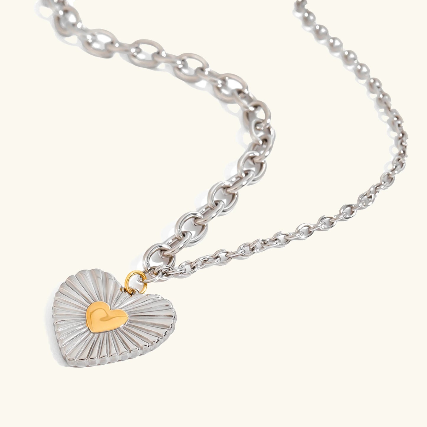 [Royal Vicky]Judith Two Tone Heart Pendant