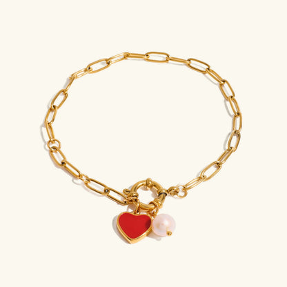 [Royal Vicky]Nerissa Heart Chain Pearl Bracelet