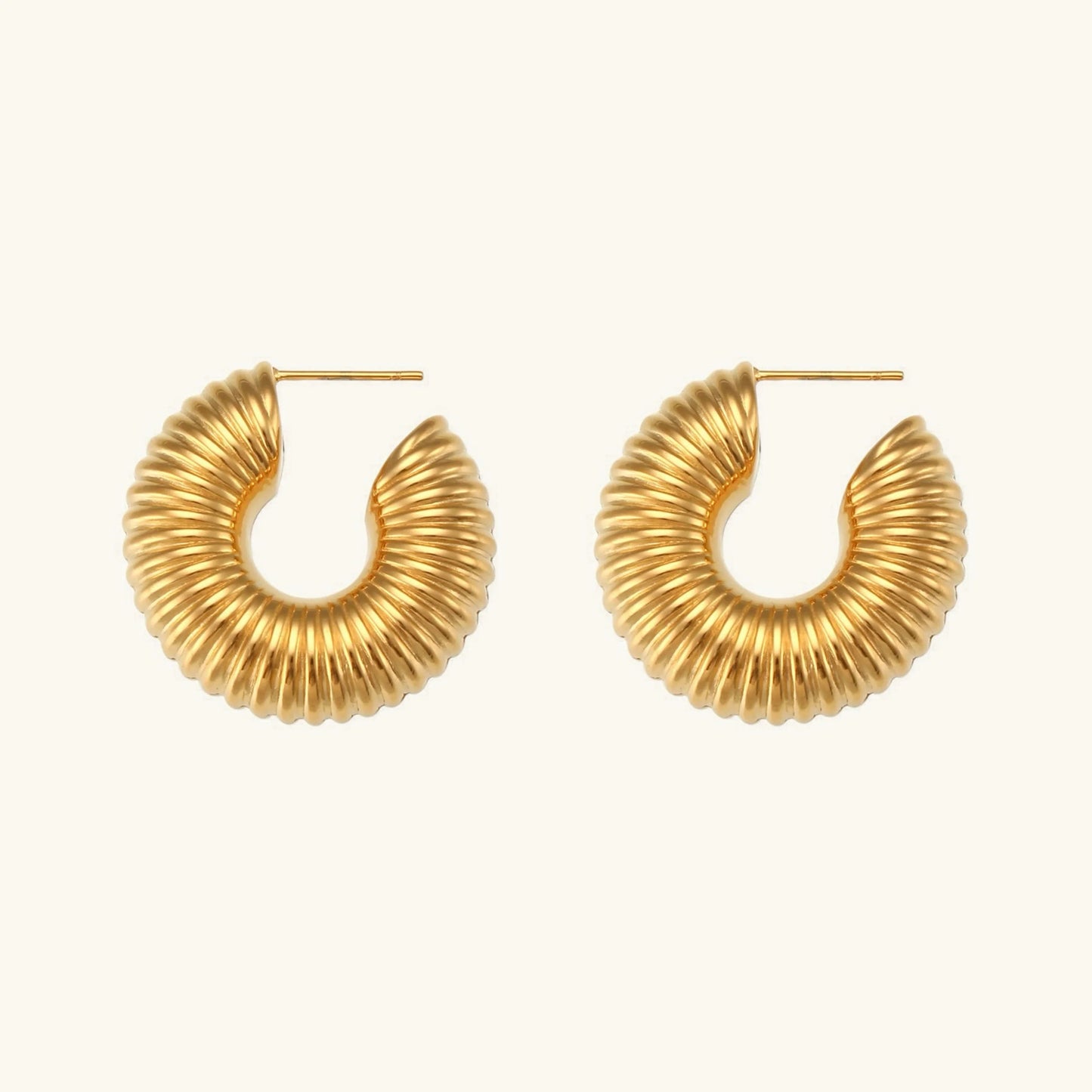 [Royal Vicky]Aubrey Textured Gold Hoops