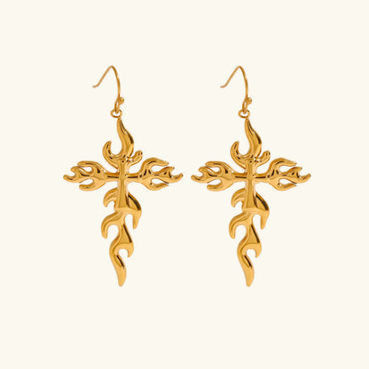 [Royal Vicky]Adrielle Branched Cross Gold Earrings