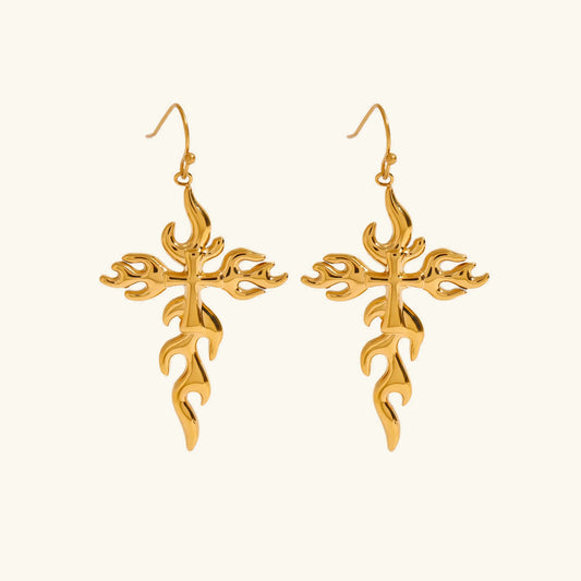 [Royal Vicky]Adrielle Branched Cross Gold Earrings