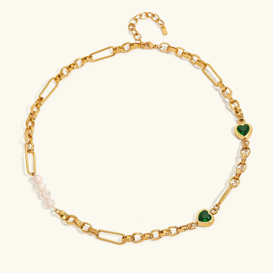 [Royal Vicky]Maddison Pearl Chain Gold Necklace