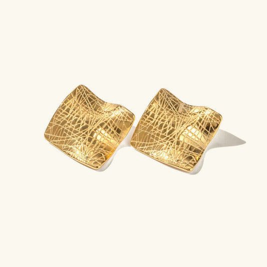 [Royal Vicky]Celestina Creased Gold Sheet Earrings