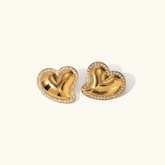 [Royal Vicky]Holly Heart Gold Earrings
