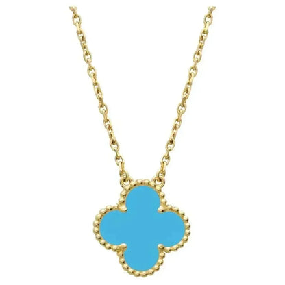 [Vicky]CLOVER 15MM VINTAGE TURQUOISE NECKLACE