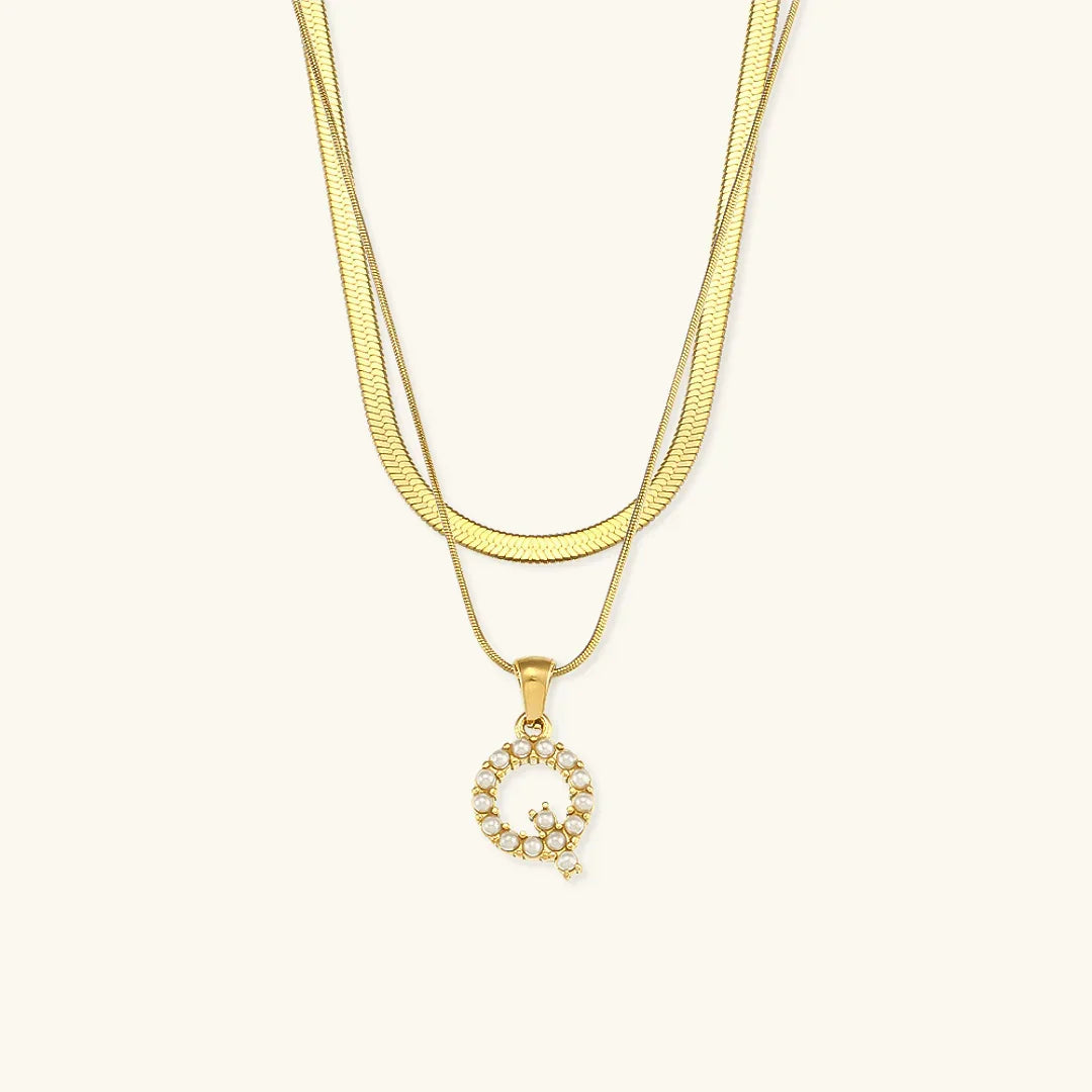 [Royal Vicky]Fiona Layered Gold Initial Letter Necklace