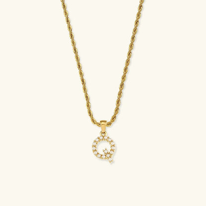 [Royal Vicky]Elodie Initial Letter Pearl Necklace