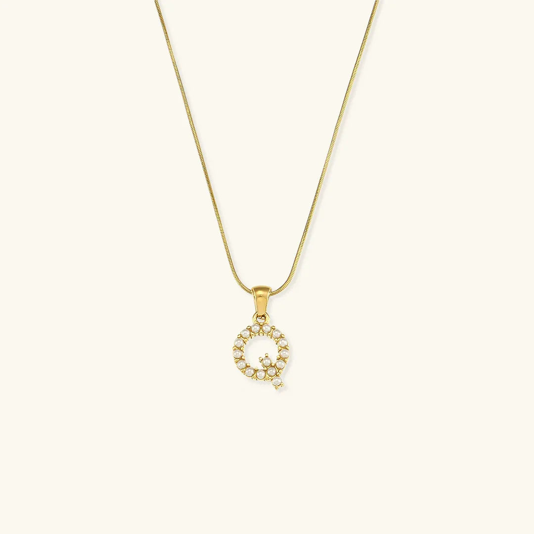 [Royal Vicky]Augustine Initial Letter Pearl Necklace
