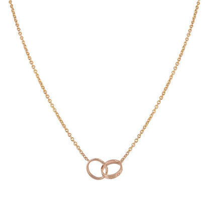 [Vicky]LOVE NECKLACE DOUBLE RING PINK GOLD