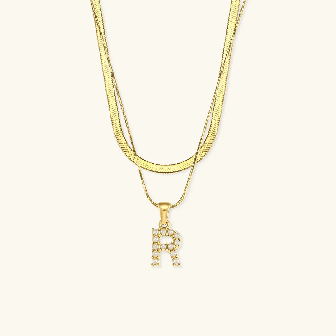 [Royal Vicky]Fiona Layered Gold Initial Letter Necklace