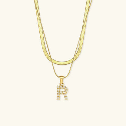 [Royal Vicky]Fiona Layered Gold Initial Letter Necklace