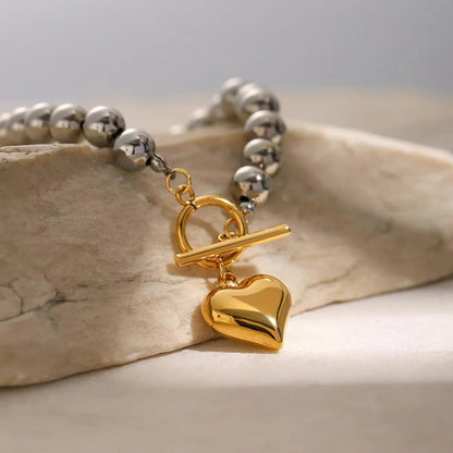 [Royal Vicky]Alicia Chunky Bead Heart Bracelet
