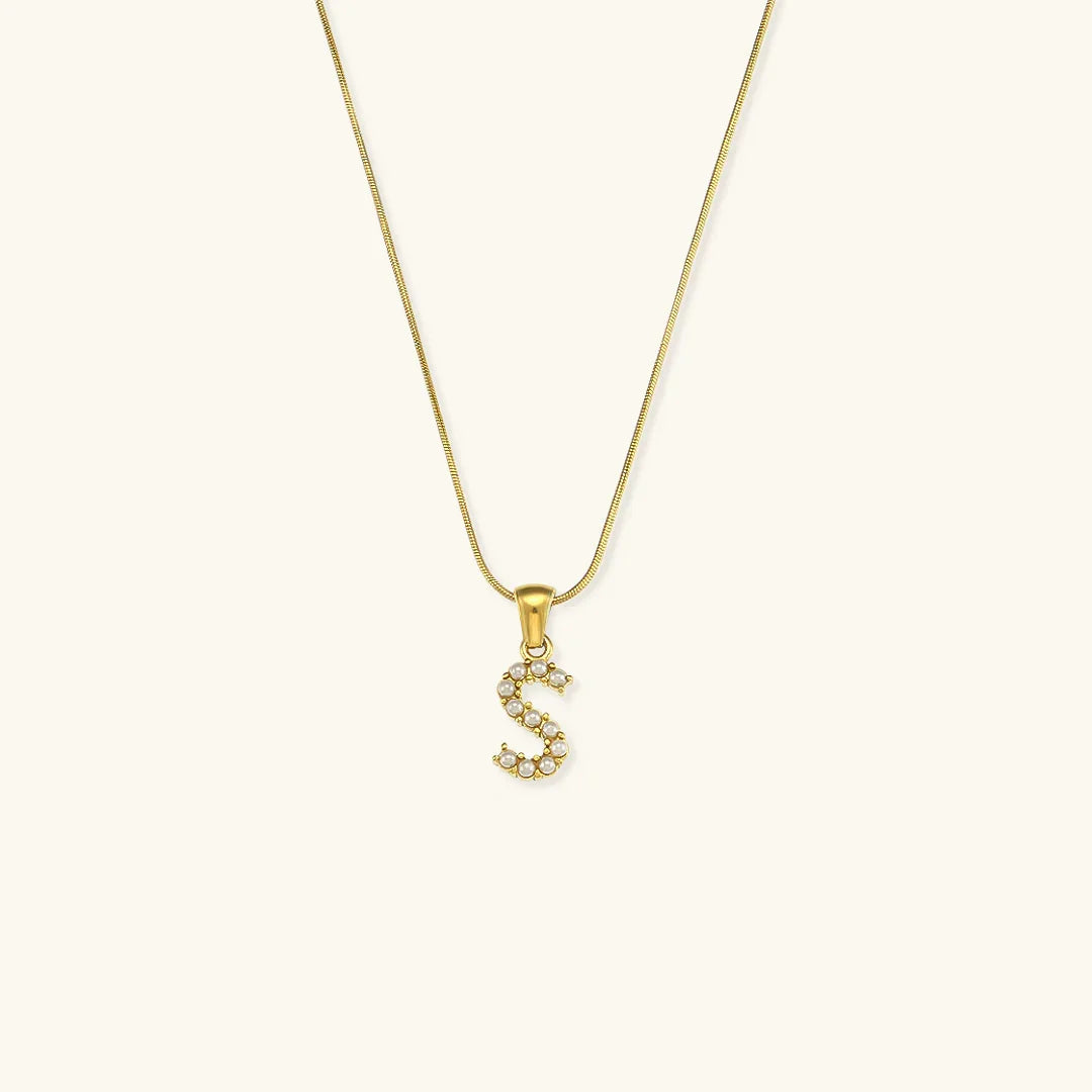 [Royal Vicky]Augustine Initial Letter Pearl Necklace