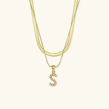 [Royal Vicky]Fiona Layered Gold Initial Letter Necklace