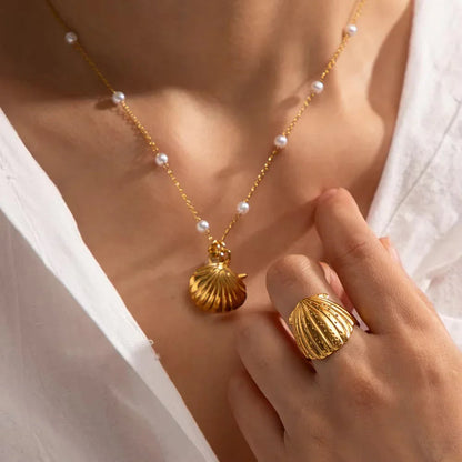 [Royal Vicky]Aloha Gold Seashell Ring