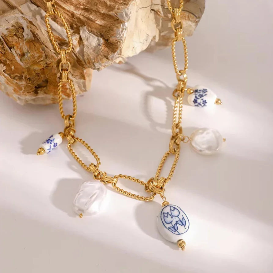 [Royal Vicky]Cerulean Freshwater Pearl Necklace