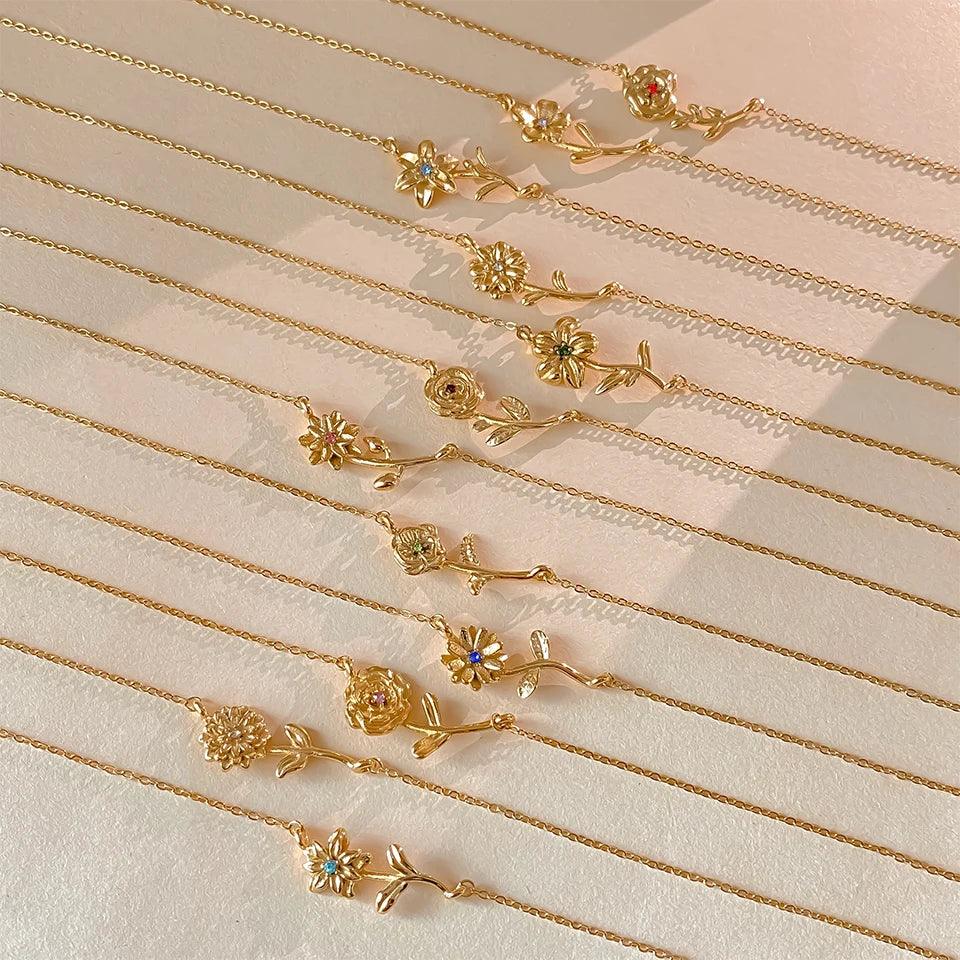 [Royal Vicky]Maribelle Birth Flower Gold Necklace