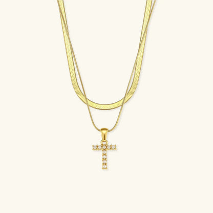 [Royal Vicky]Fiona Layered Gold Initial Letter Necklace