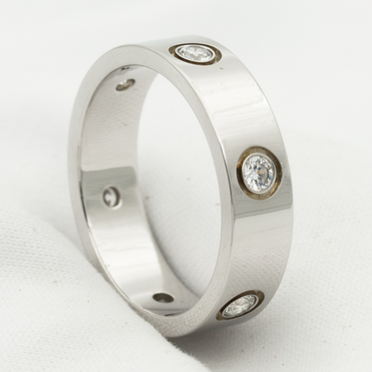 [Vicky]LOVE RING 5.5MM 6 DIAMONDS SILVER