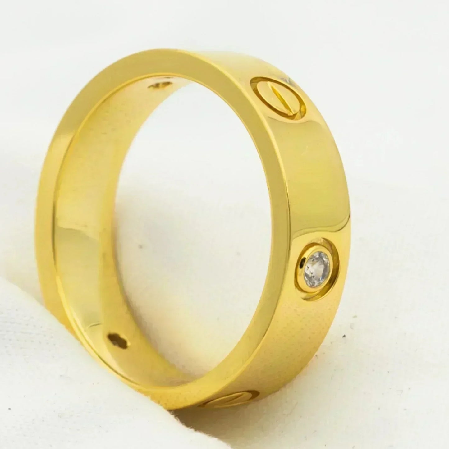 [Vicky]LOVE RING 5.5MM 3 DIAMONDS GOLD