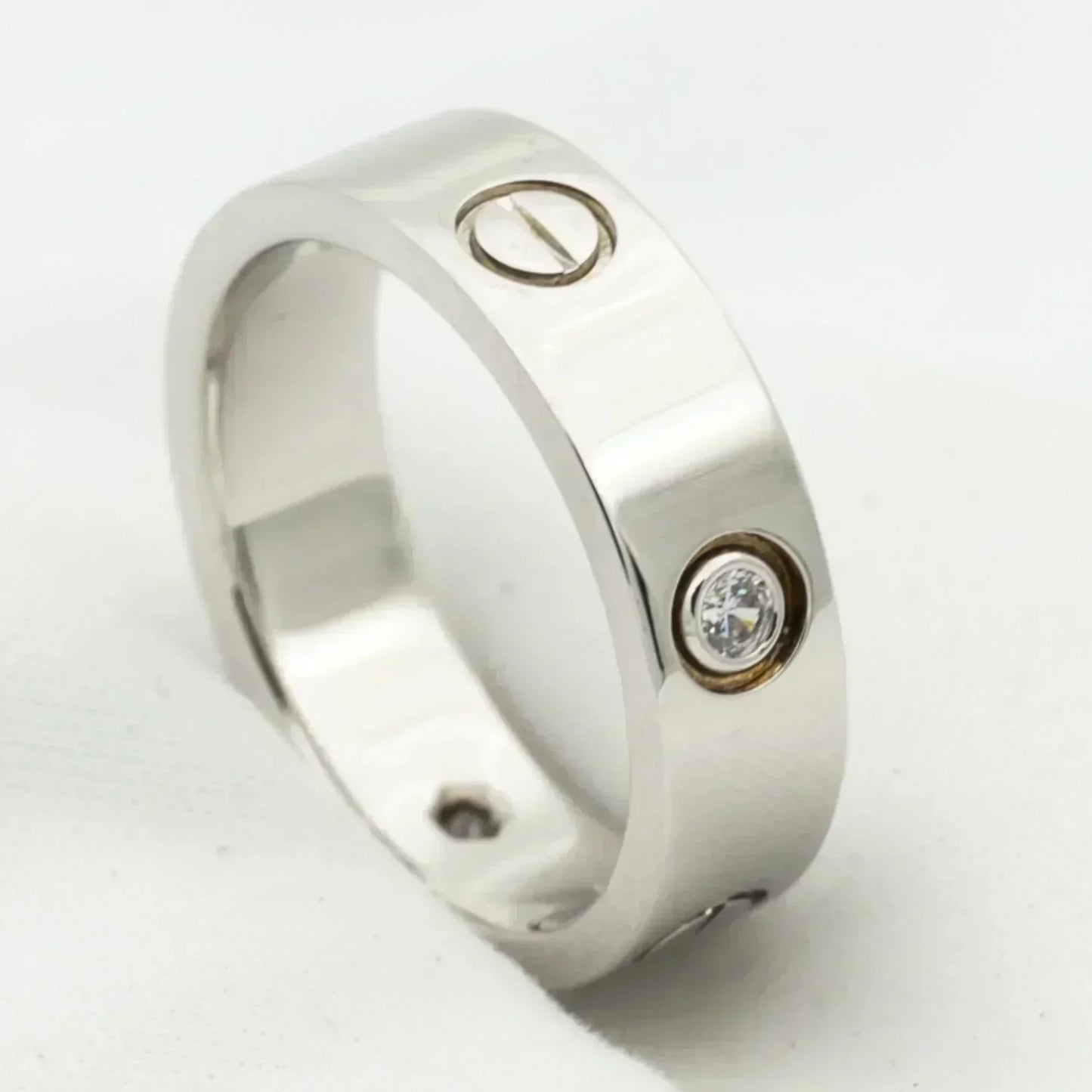 [Vicky]LOVE RING 5.5MM 3 DIAMONDS SILVER