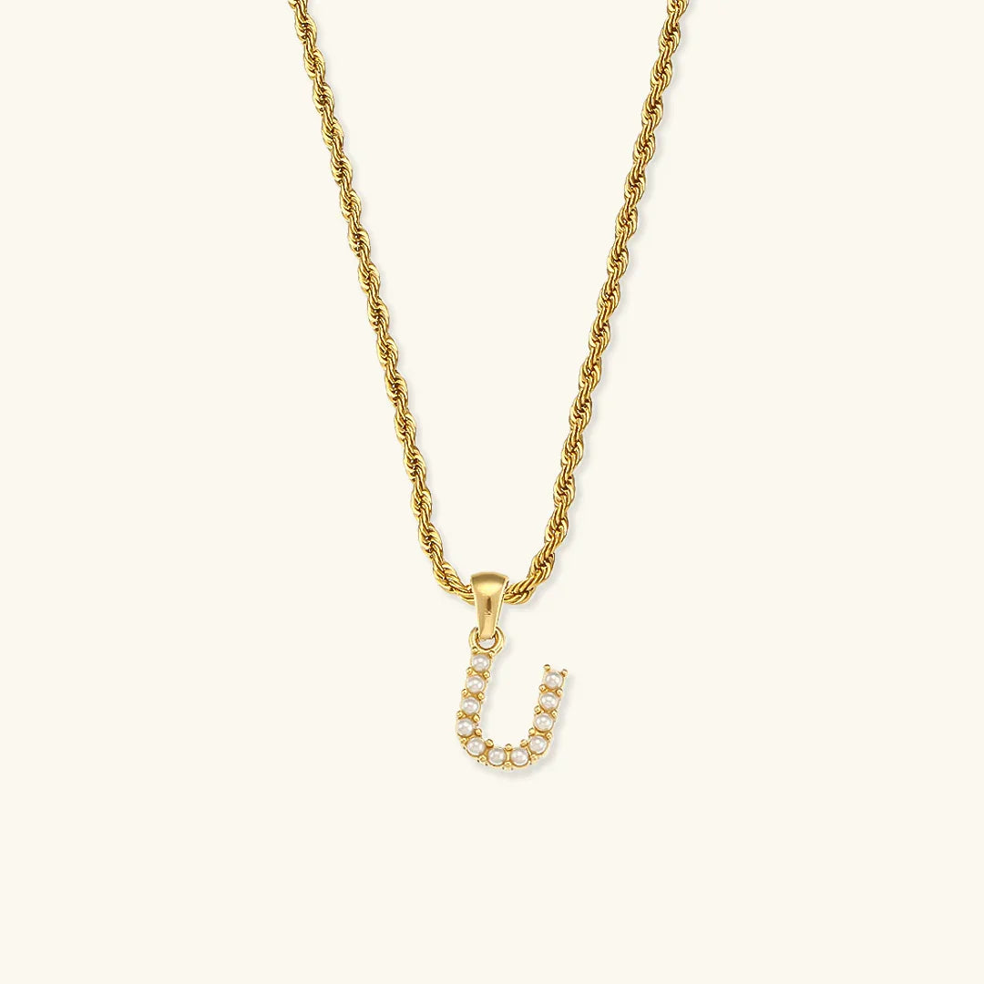 [Royal Vicky]Elodie Initial Letter Pearl Necklace