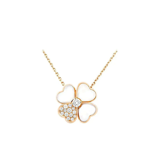 [Vicky]CLOVER MOP DIAMOND ROSE GOLD NECKLACE