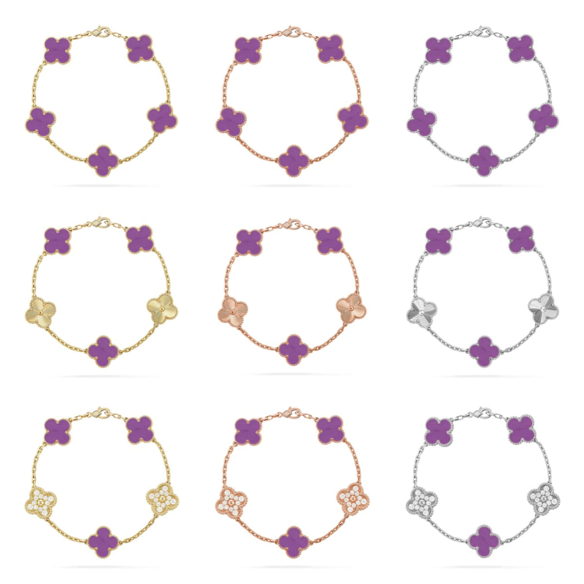 [Vicky] CLOVER 5 MOTIF VIOLET BRACELET COLLECTION