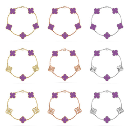 [Vicky] CLOVER 5 MOTIF VIOLET BRACELET COLLECTION
