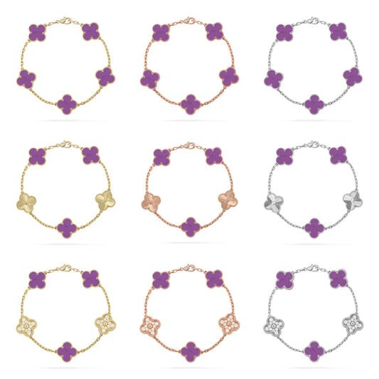 [Vicky] CLOVER 5 MOTIF VIOLET BRACELET COLLECTION
