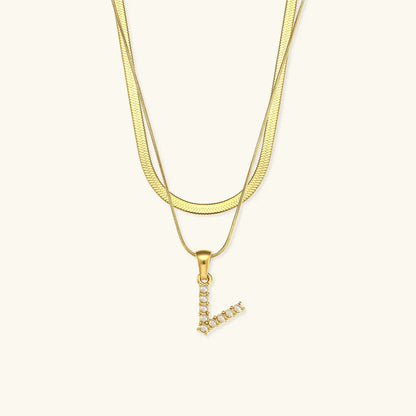 [Royal Vicky]Fiona Layered Gold Initial Letter Necklace