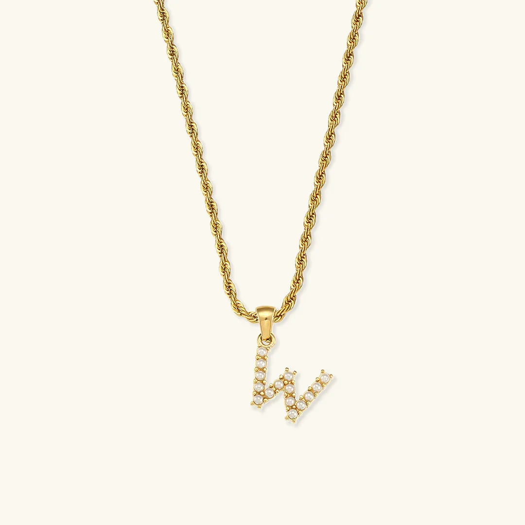 [Royal Vicky]Elodie Initial Letter Pearl Necklace