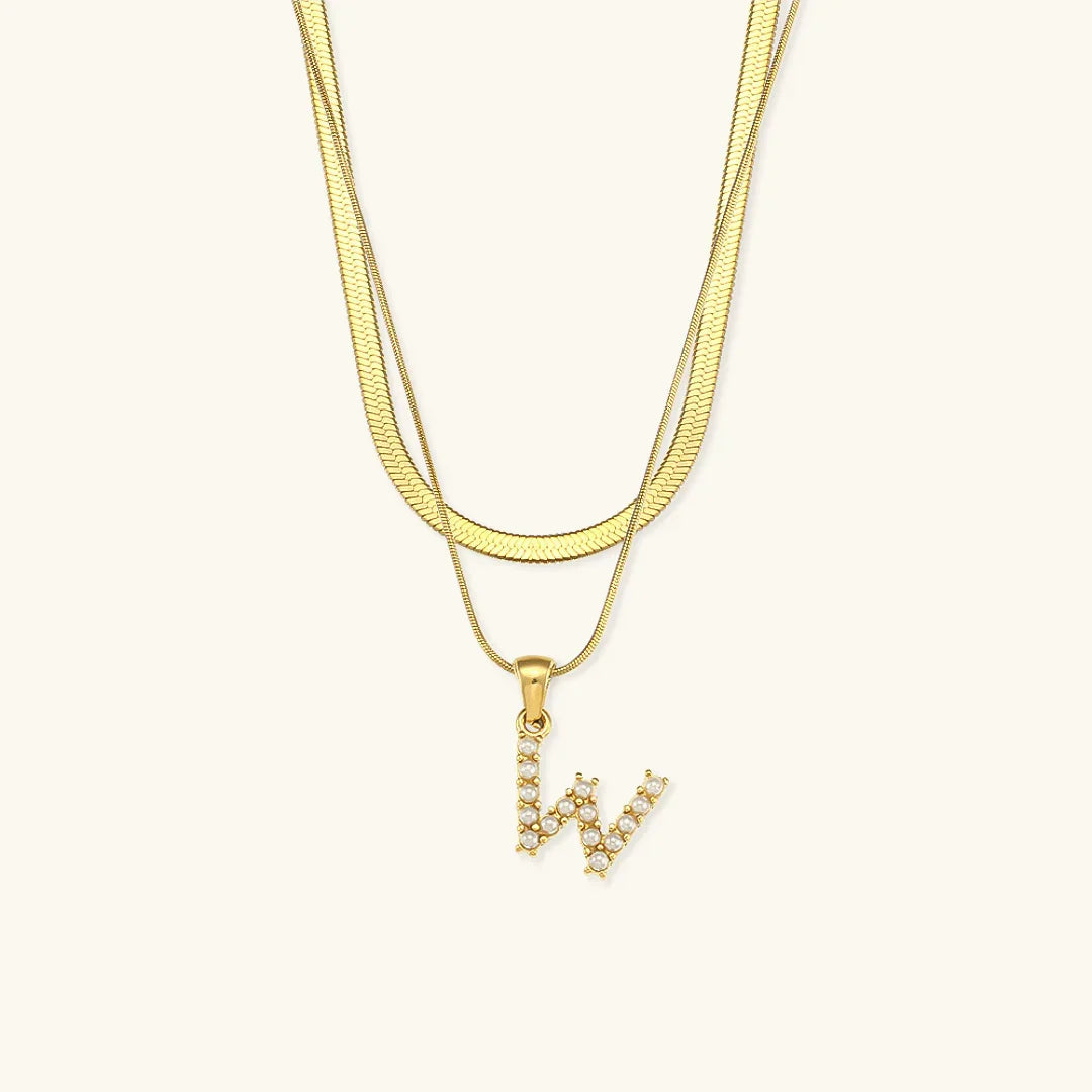 [Royal Vicky]Fiona Layered Gold Initial Letter Necklace