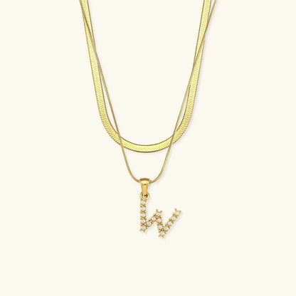 [Royal Vicky]Fiona Layered Gold Initial Letter Necklace