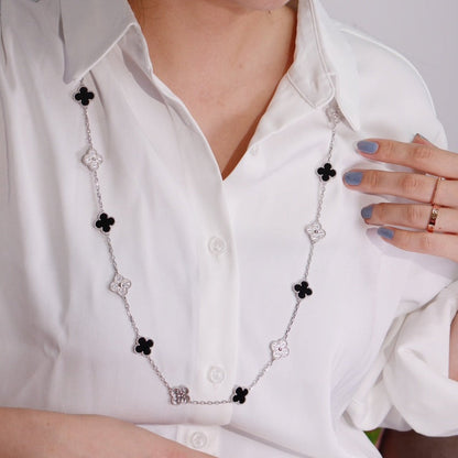 [Vicky]CLOVER 20 MOTIFS ONYX DIAMOND SILVER