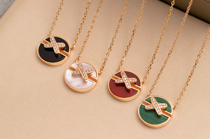 [Vicky]JEUX DE PINK GOLD DIAMOND NECKLACE