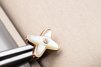 [Vicky]JEUX DE WHITE MOP ROSE GOLD DIAMOND EARRINGS