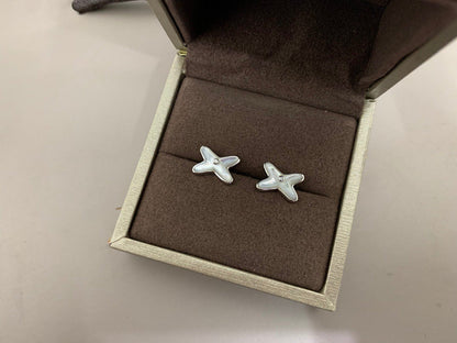 [Vicky]JEUX DE WHITE MOP SILVER DIAMOND EARRINGS